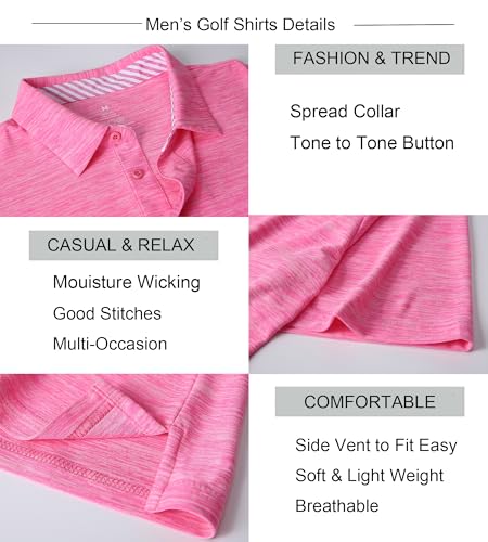 Alex Vando Mens Golf Shirt Moisture Wicking Quick-Dry Short Sleeve Casual Polo Shirts for Men