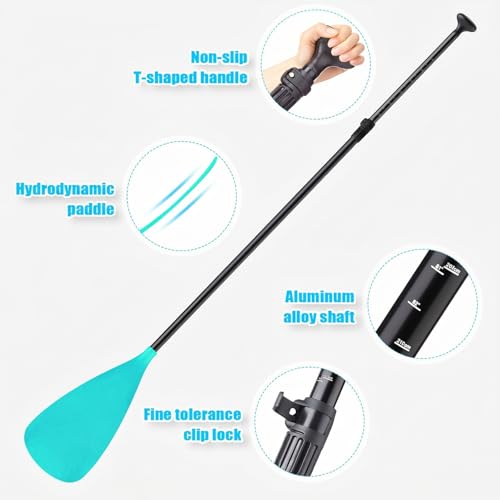 Image of Hollowfly 4 Set of 3 Pieces SUP Paddle Board Paddle Adjustable Paddleboard Lightweight Stand up Oar Aluminum Alloy Floating Replacement Oar Adjustable Aluminum Alloy Shaft for Surfing
