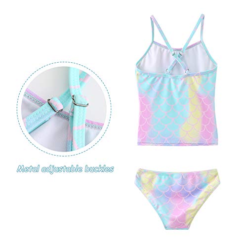 Image of Girls Two Piece Tankini Swimsuits Hawaiian Ruffle Bathing Suit Summer Beach Swimwear Set