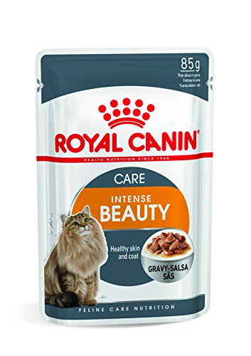 Image of Royal Canin Fit 32 Adult Dry Cat Food 4 kg & Royal Canin Intense Beauty Cat Food, 85 g (12 Pack)