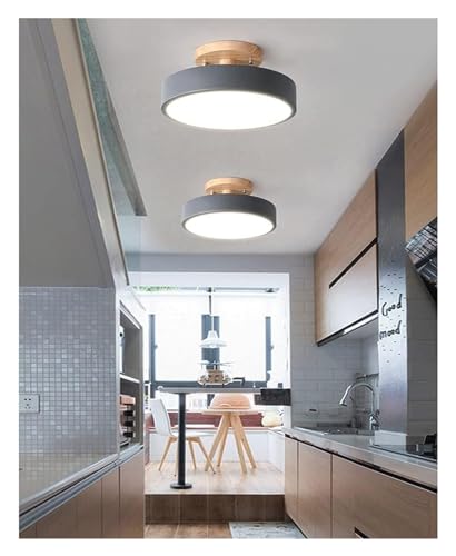 Plafón LED circular de madera HJLJKG regulable para pasillo 7