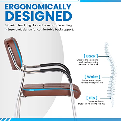 Image of Da URBAN Barfi Leatherette | Heavy Duty Metal Frame| Office /Visitor /Study Chair with Arms (Brown)