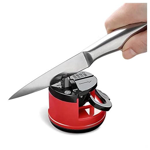 Knife Sharpeners, Mini Knife Sharpener with Suction Base, Pocket Knife Sharpeners Suitable for Most Blade Types, Small Knife Sharpener for Kitchen, Camping, Red