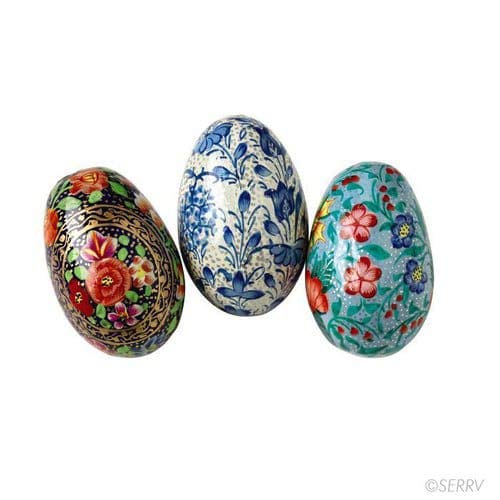 Baba Art and Crafts Wooden Easter Eggs Ornaments - Set of 10 - Multicoloured - Intricate Designs - Assorted Colors - Image 2 thumbnail