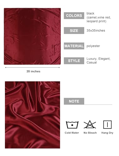 WOVOWOVO 35” Large Satin Square Head Scarf, 4PCS Silk Like Neck Scarf Hair Sleeping Wraps Satin Silk Scarfs for Women2