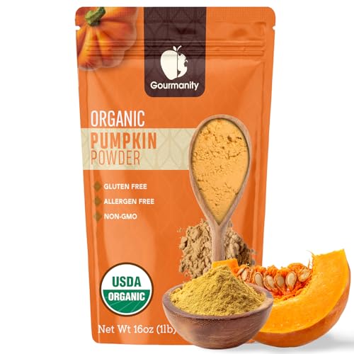 Gourmanity Organic Indian Pumpkin Powder Perfect for Cooking and Baking, High in Fibre- Great to Add to Your Cat or Dog's Food, 1lb Resealable Bag