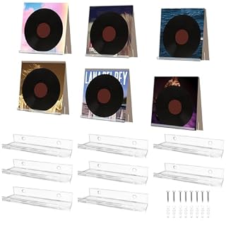 Vinyl Record Holder Storage Wall Mount Shelves, 4 inches Clear Acrylic CD Rack Record Music Album Shelf 8 Pack for Wall Decor Display Kids Bookshelf Magazine Rack Picture Ledge Bedroom Living Room - Les Beatles, Paul McCartney, John Lennon, RIngo Starr, George Harrison