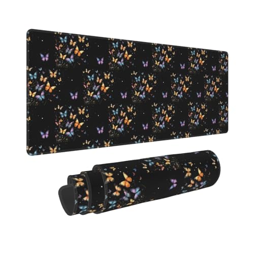 Tapis de souris de jeu grand format papillon coloré pour votre bureau à domicile