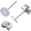 600 PCS 5MM Hypoallergenic Stainless Steel Earrings Posts Flat Pad Blank Earring Pin Studs with Butterfly Earring Backs and Silicone Bullet Earring Backs for Jewelry Making Findings