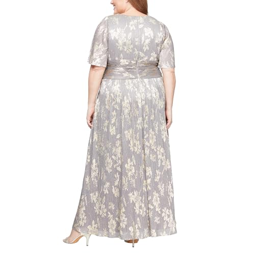 Image of S.L. Fashions Women's Long A-line Mother of The Bride Dress with Ruched Waist (Plus Size)