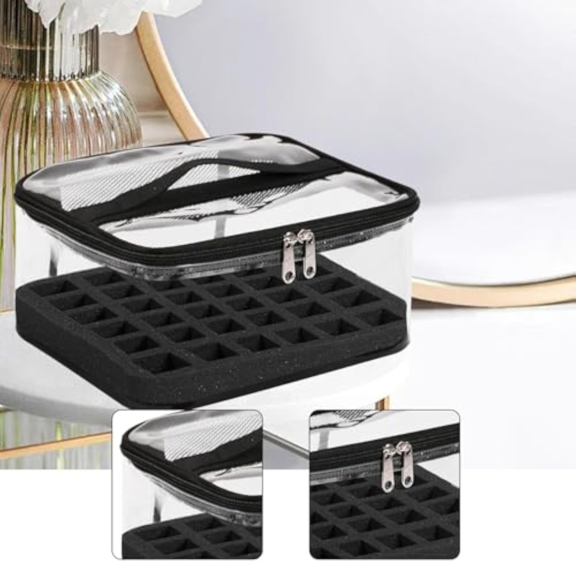 Nail Polish Organizer Carrier with Handle, Black