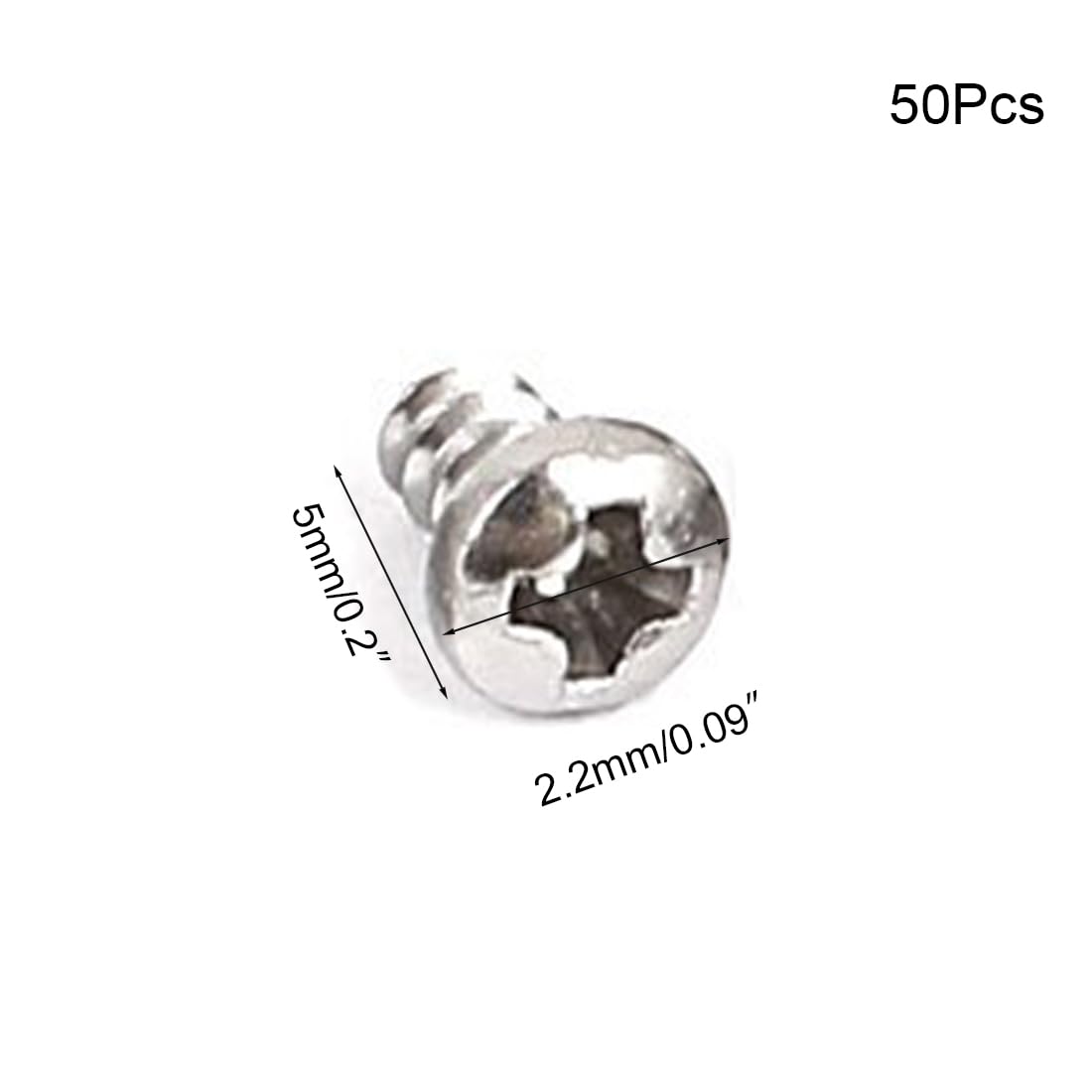 TA-VIGOR 50Pcs Self Tapping Screws, M2.2 Phillips Pan Head Screw, 4.5mm Round Head Tapping Screws - Image 2