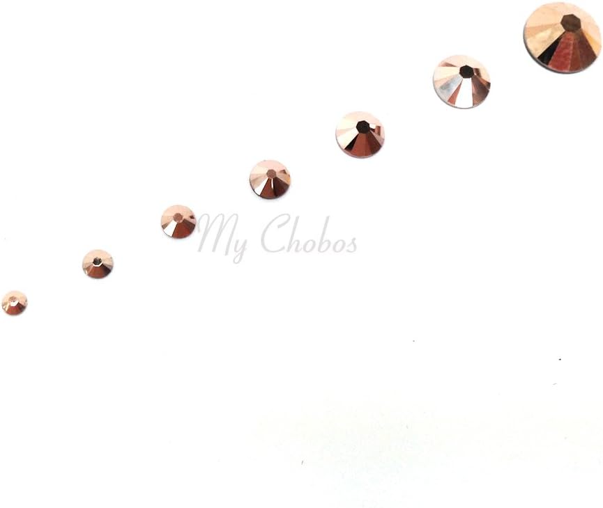 Crystal Rose Gold (001 ROGL) 144 pcs Austrian 2058/2088 Crystal Flatbacks rhinestones nail art mixed with Sizes ss5, ss7, ss9, ss12, ss16, ss20, ss30