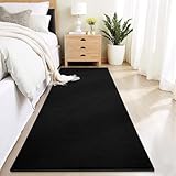 Vasofe Black Hallway Runner Rug,2x8 Long Non Slip Runners,Indoor Thickened Memory Foam Bedside Rugs for Bedroom Nursery Dorm Kids Boys Room, Washable Low Pile Soft Fluffy Carpets for Entrance Hall