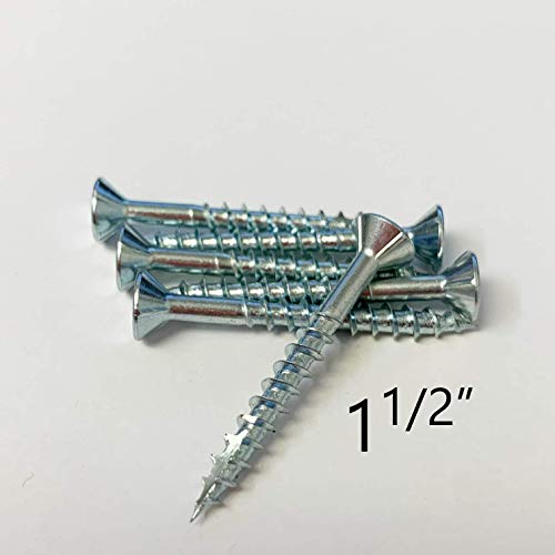 (1,000 Screws) #8 1-1/2" Screws 8X1-1/2 Inch 38Mm Woodworking Screws #2 Philips Phillips Flat Head Wood Screws Auger Point Deep Thread Countersinking Nibs Zinc Plated Pbs T17 Cabinets + Interior #TOP5