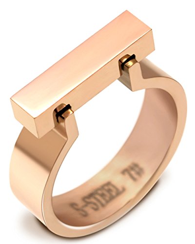 Anillo de acero inoxidable rectangular de 6 mm estilo vintage casual 1
