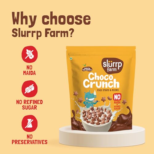 Image of Slurrp Farm No Maida, No Refined Sugar Choco Crunch Cereal | No Added Colour | Chocolaty Stars and Moons | Made with Ragi & Jowar | Healthy Breakfast for Kids | 1.2 kg