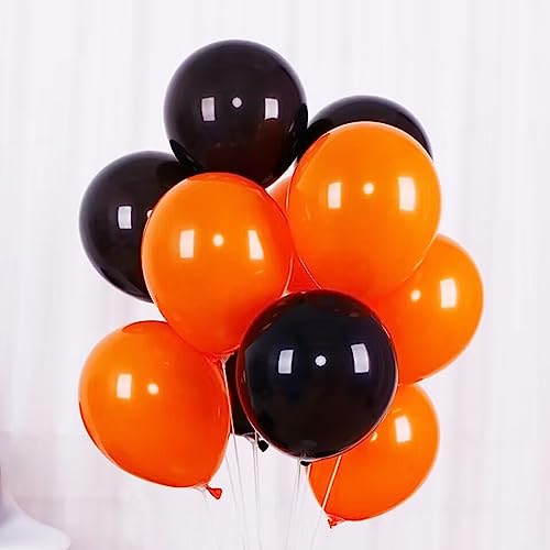 Image of 200 Pcs Black Orange Balloons 5 Inch Orange and Black Latex Small Balloon Garland Arch Kit for Baby Shower Birthday Bridal Shower Wedding Anniversary Halloween Party Decorations
