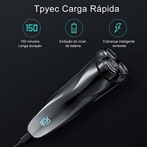 eurynom BlackStone 3 barbeador elétrico classificado IPX7 à prova d'água/função de exibição digital