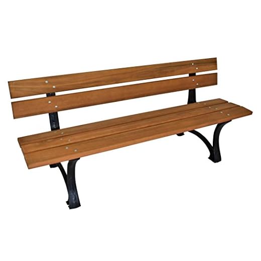 DEGAMO Gartenbank Parkbank Luzern 180cm Länge 4-sitzer, Gestell Gusseisen schwarz, Belattung Eukalyptus Holz braun geölt, Outdoor