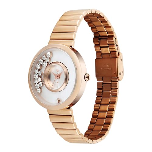Image of Fastrack Vyb Celeste with Quartz Analog White Dial Rose Gold Stainless Steel Strap Watch for Women - FV60135WM01W