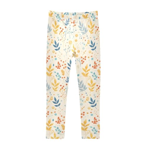 KLL Merry Christmas Winter Leaves Snowflakes Toddler Girl Basic Leggings Stretch High Waisted Yoga Pants Gym