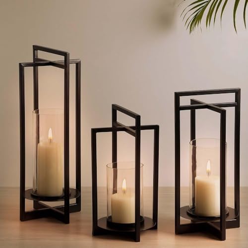 Black Metal Candle Holder with Powder Coated Finish...