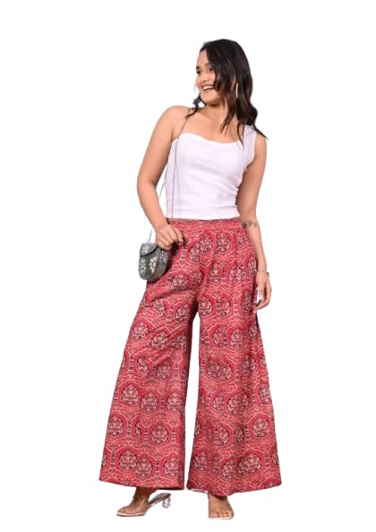 Women Cotton Printed Flared Palazzo Pants-image-28