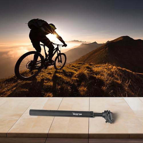 Tija de sillín de bicicleta acolchada con resistencia de resorte ajustable, ideal para uso eléctrico y MTB; disponible en tres tamaños 27 2/30 9/31 6 mm (31,6 x 400 mm)