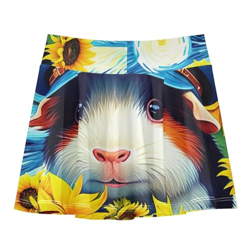 Blue Pink Girls Skorts Athletic Shorts Skirts with Shorts Pleated Cute Guinea Pig Blue Cap 4t2