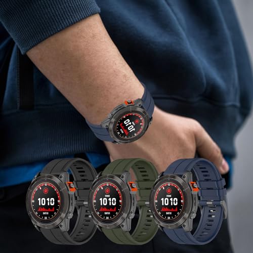 Image of XMUXI Compatible with Garmin Fenix E /Fenix 8 AMOLED 47mm /Fenix 7 /7 Pro /6 /6 Pro /5 /5 Plus Watch Band Quickfit 22mm Silicone Straps for Forerunner 965 955 /Approach S70 47mm /Instinct 2 /quatix 7