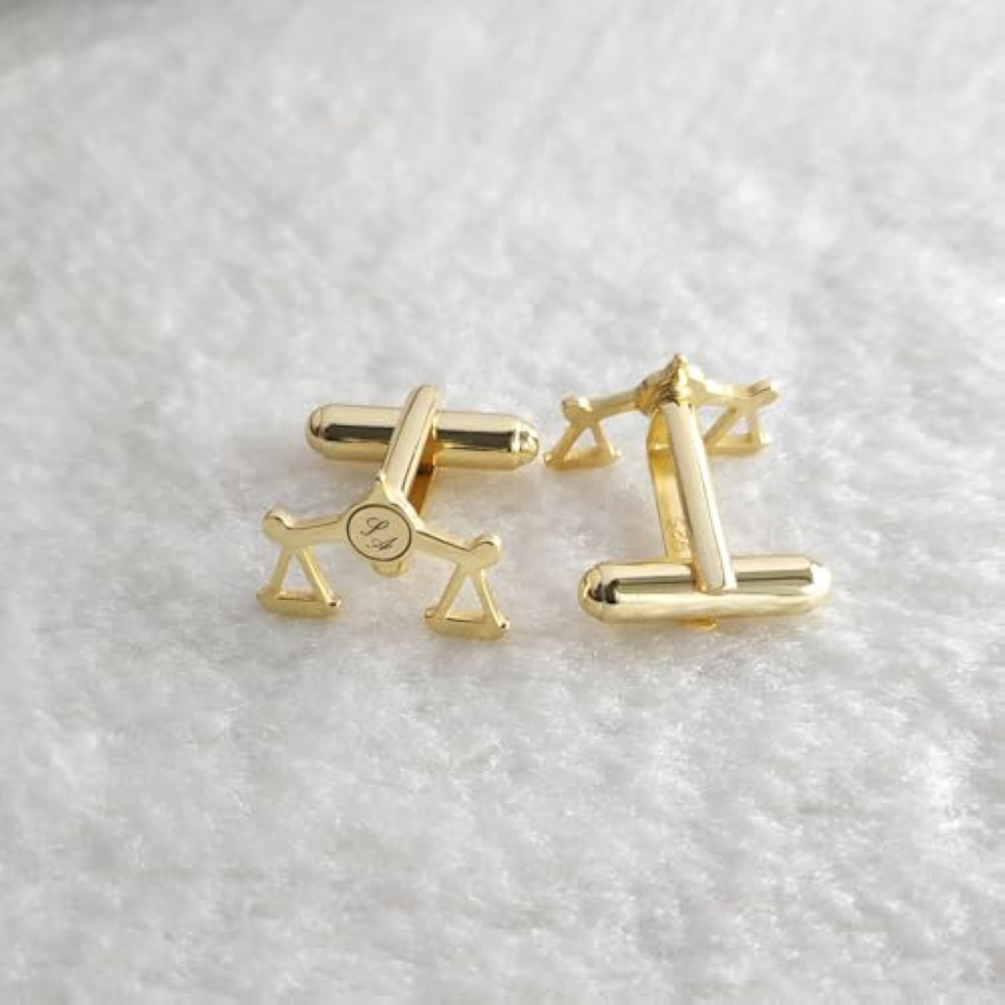 Men's Gold Finish Scales of Justice Personalised Cufflinks