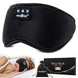 Sleep Headphones, Eye Mask Bluetooth Sleeping Headphone for Women Men, Wireless Music Handsfree Mask, Built-in Speakers Microphone, Washable, Comfort with Adjustable Strap for Sleep Travel(Black)