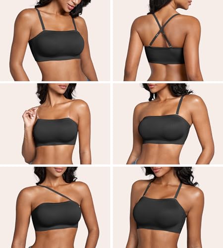Image of DEANGELMON Strapless Bras for Women Non-Slip Silicone Bandeau Seamless Tube Top Bralette Comfy Non Padded Stretchy Stylish