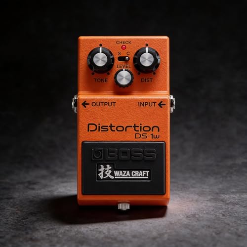 Image of Boss DS-1W Waza Distortion Effect Guitar Pedal Bundle with Gearlux Power Supply, Instrument Cable, Patch Cable, and Picks