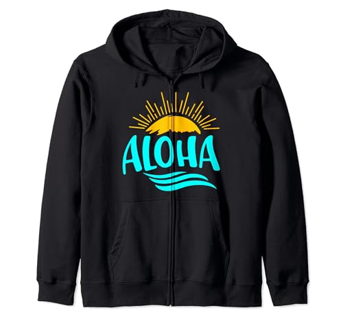 Aloha Hawaii Beach Surfing Island Vacanze Surfer Surf Regalo Felpa con Cappuccio