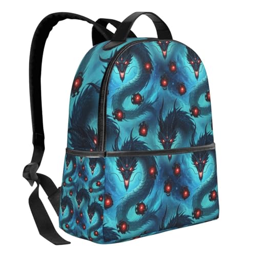 Casual Rucksack Big Capacity, Padded Straps Anti Theft Blue Dragon Chinese Painting Bookbag for Travel Camping2