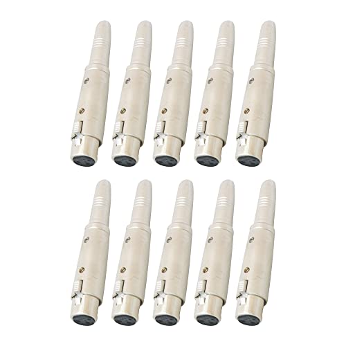 Image of MX 3 Pin XLR Microphone pin Pure Copper Nickel Plated for High Conductivity microphone (3 Pin XLR Female to P‑38 Mono Socket, Pack of 10, Female Connector)