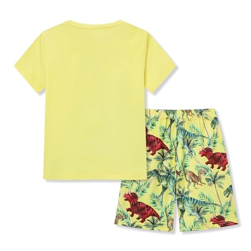 Image of Ayzozuy Boy Clothes Colorblock Top + Drawstring Waist Shorts 2 Pieces Kid Summer Outfits Set
