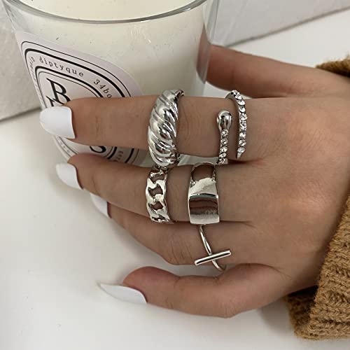 Image of YEEZII Gold Knuckle Ring Set for Women, Boho Stackable Finger Midi Rings