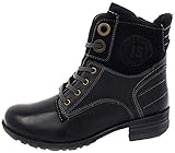  Josef Seibel Damenschuhe 93882 Sandra 60 Damen Leder Winterstiefel, Schnürstiefel, Schnürstiefelette, warm gefüttert mit Teddy Fleece, Einlegesohle, seitlicher Reißverschluss schwarz (Black), EU 40