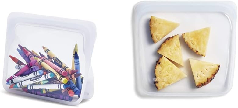 Stasher Reusable Silicone Storage Bags Mini, Clear and Sandwich, Clear