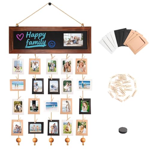 XIANJIA Marco de fotos con 30 pinzas y correa y 40 álbumes de fotos, cortina de fotos para colgar, guirnalda de fotos para salón, Navidad, bodas y fotos de fiestas