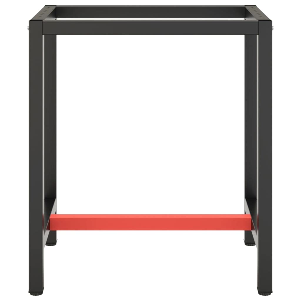 vidaXL Werkbankgestell Packtisch Arbeitstisch Tischgestell Tischfuß Werkbankfuß Werkbank Werkstatt Mattschwarz Mattrot 70x50x79cm Metall