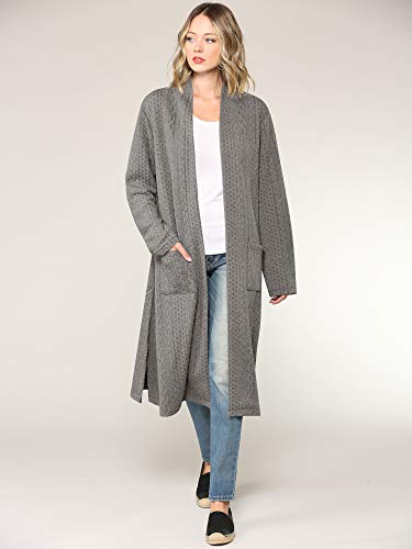 Made By Johnny Women's Casual Cozy Braided Open Front Long Pocket Cardigan Sweater4