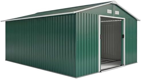 Outsunny Abri de Jardin 12,4 m², abri de Jardin avec Toit à Une P...