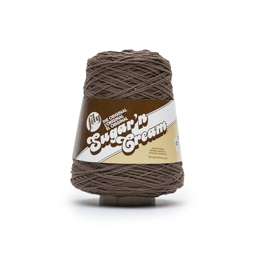 Lily Sugar N Cream Cones Warm Brown Yarn - 1 Pack of 400g/14oz - 100% Cotton - #4 Worsted (Medium) - 674 Yards - Knitting/Crochet