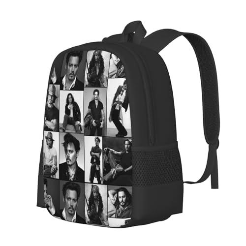 Johnny Depp Backpack,3d Print Laptop Backpack Lightweight Casual Daypack Bookbag 16.5 In, Black2