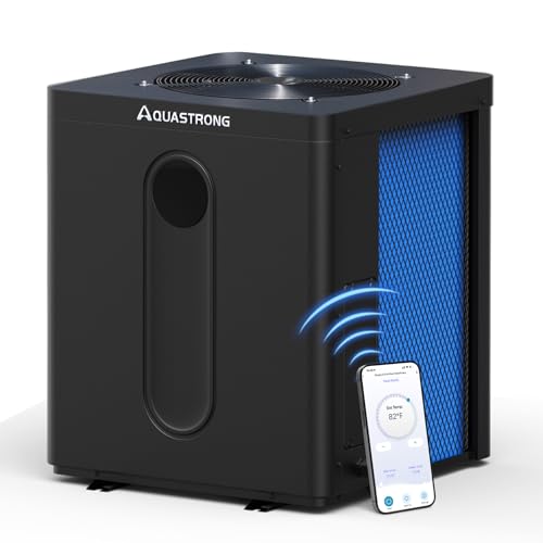 Aquastrong 39,000 BTU Top Discharge Inverter Swimming Pool Heat Pump, 115V Electric Pool Heater for Above Ground and Inground Pool, WiFi Capable Timer, Heating and Cooling Pool Heater for 9000 Gallons