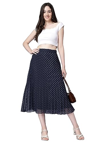 Image of NUEVOSDAMAS Floral Printed Pleated Navy /Multi Skirt